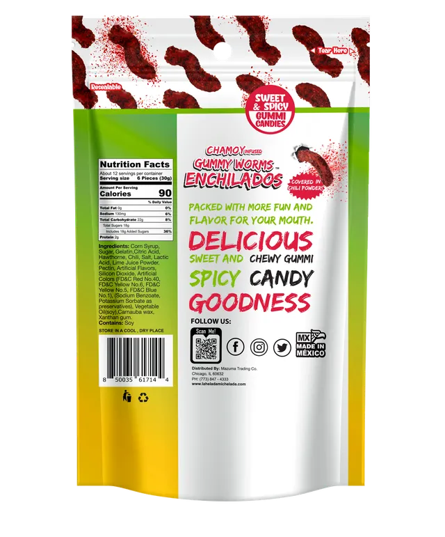 La Helada Gummy Worms Pouch – Fruit Flavored Gummy Worms Candy