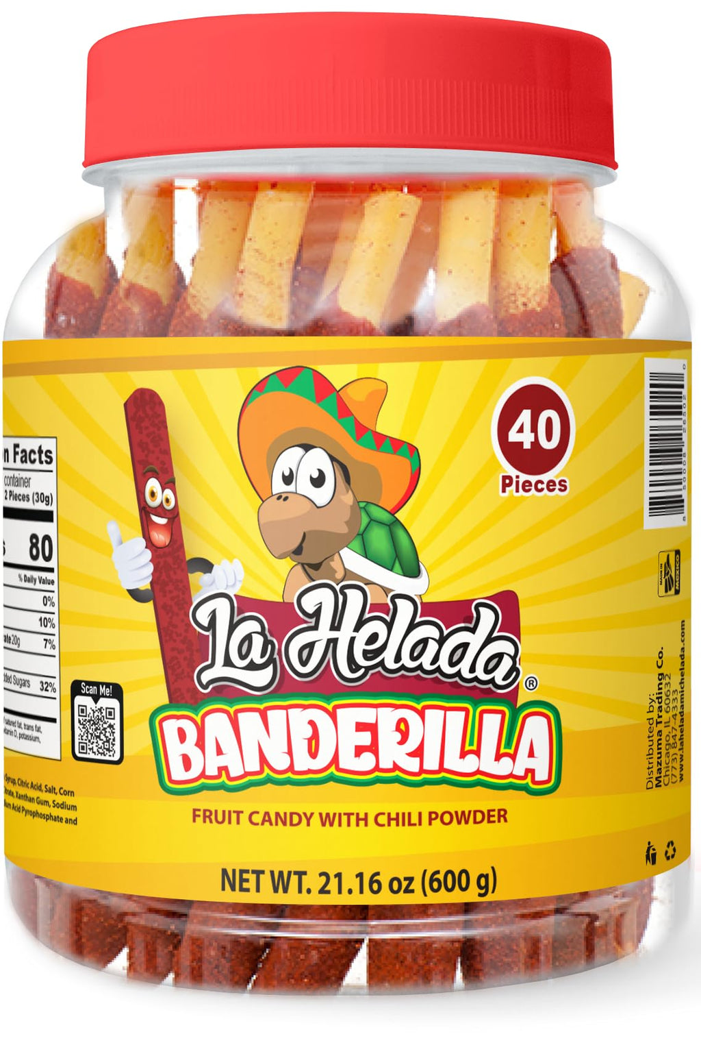 La Helada Tamarind Banderillas – 40 Count Mexican Tamarind Candy (Unwrapped)